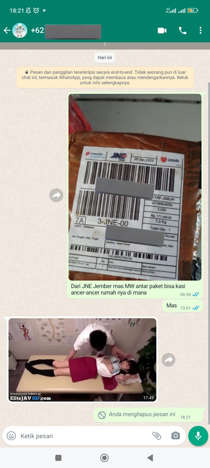 Chat kurir mau antar barang © Twitter