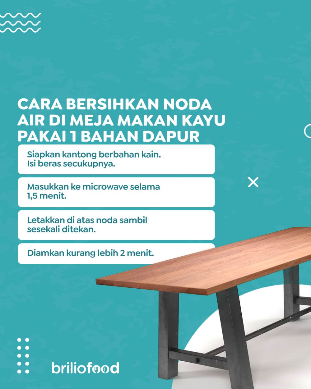 Tanpa pembersih khusus, ini cara hilangkan noda air membandel di meja dapur kayu pakai 1 bahan dapur