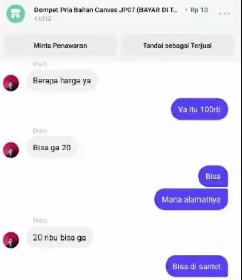 Chat nawar barang di online shop Berbagai sumber