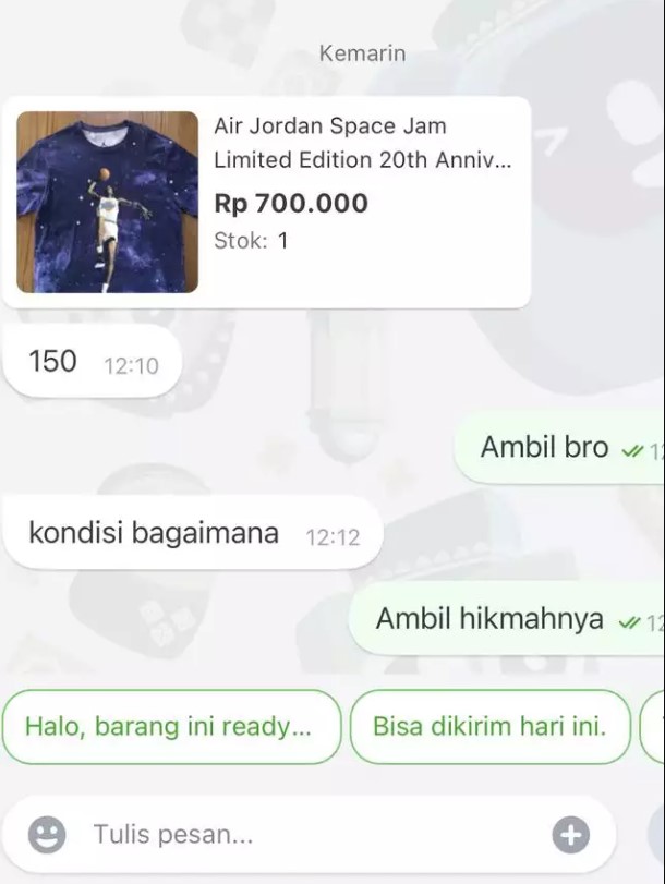 Chat nawar barang di online shop Berbagai sumber