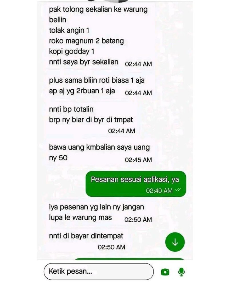 Chat lucu customer saat order ojek online Berbagai sumber