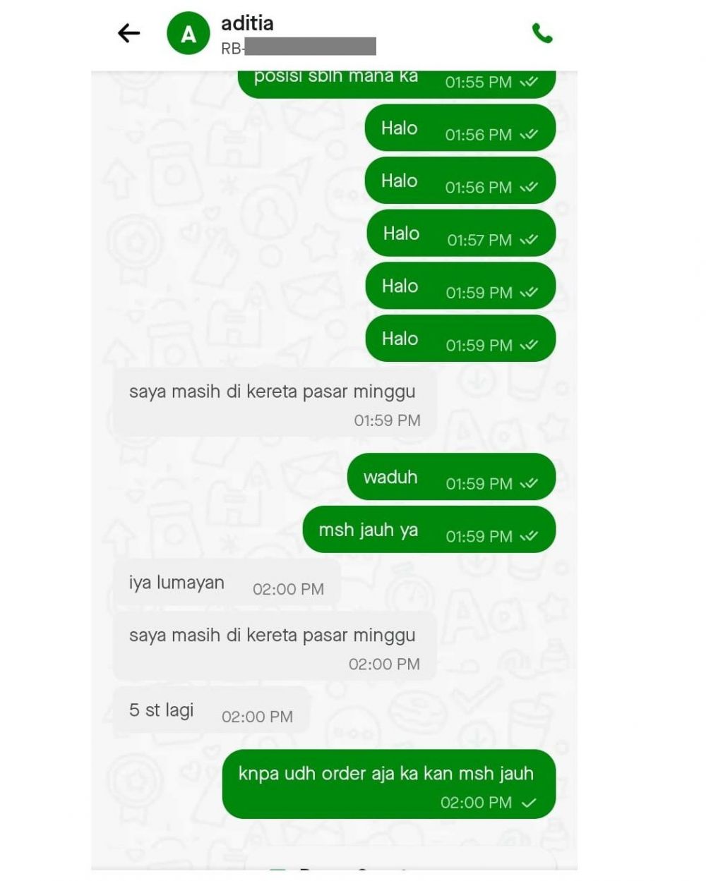 Chat lucu customer saat order ojek online Berbagai sumber