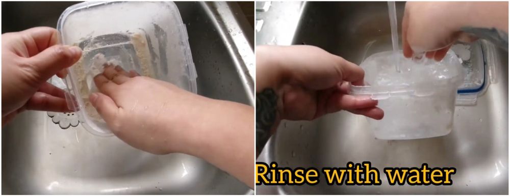 Bukan pakai tisu dapur, begini cara membersihkan lemak membandel di kotak makan plastik