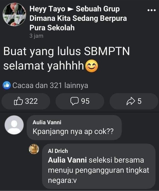 Komentar facebook berasa diulti Berbagai sumber