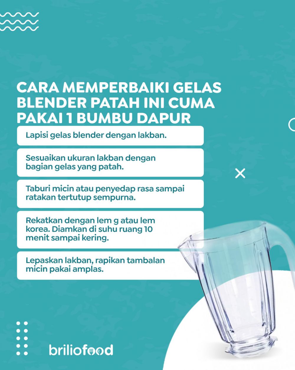 Cara perbaiki gelas blender yang patah ini unik banget, pakai tambahan 1 bumbu dapur