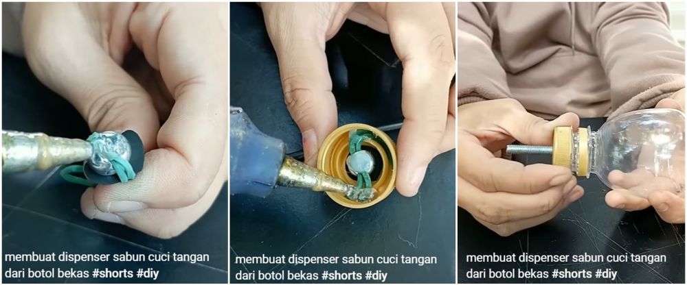Cara kreatif bikin dispenser sabun cuci tangan dari botol bekas, hasilnya bikin takjub