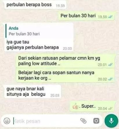 Chat lucu tanya lowongan kerja Berbagai sumber