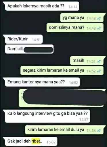 Chat lucu tanya lowongan kerja Berbagai sumber