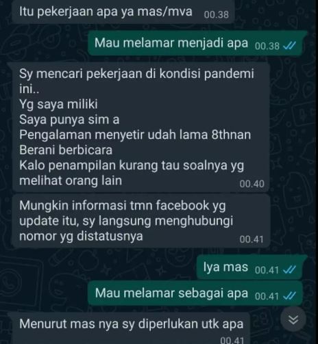 Chat lucu tanya lowongan kerja Berbagai sumber