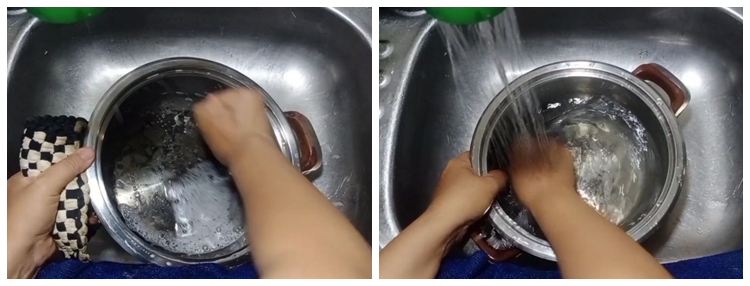 Trik cepat membersihkan kerak gosong di bagian dalam panci, ampuh pakai 3 bahan dapur
