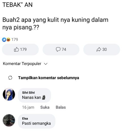 status tebak-tebakan facebook © Facebook status tebak-tebakan facebook © Facebook