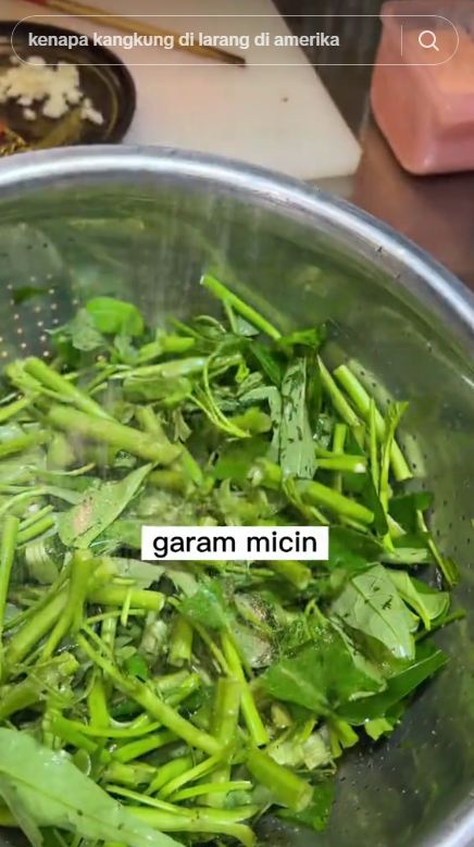 Trik cepat masak tumis kangkung cuma 25 detik, warnanya tetap hijau segar dan matang sempurna