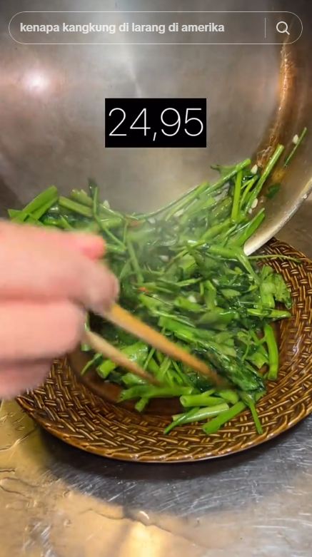 Trik cepat masak tumis kangkung cuma 25 detik, warnanya tetap hijau segar dan matang sempurna