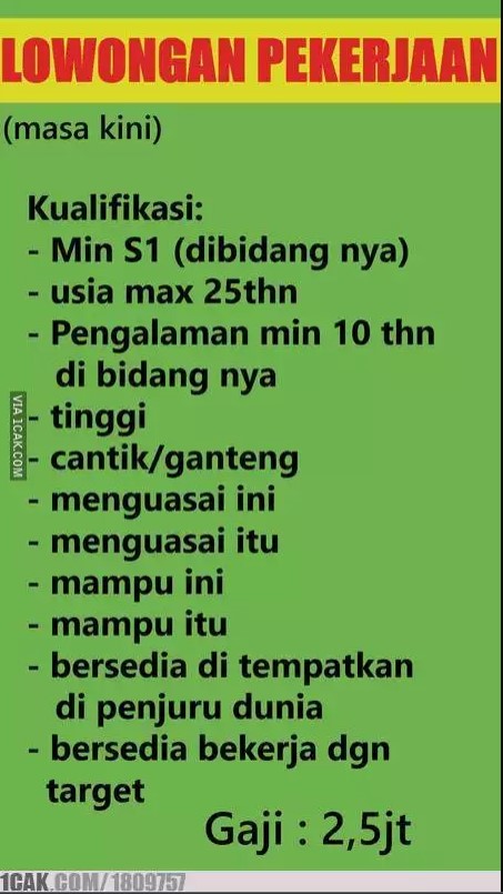 Lowongan kerja nyeleneh minta dirujak Berbagai sumber