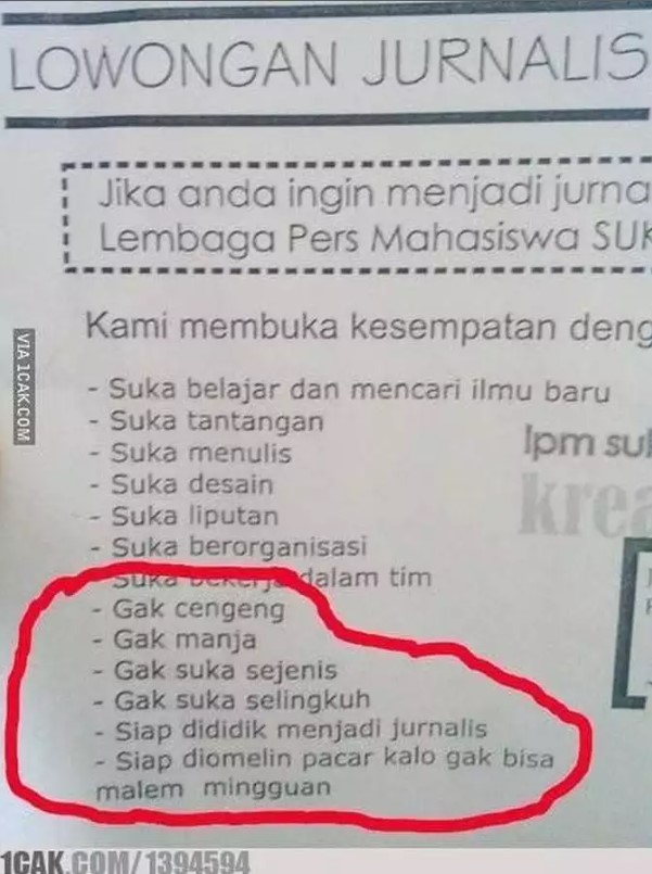 Lowongan kerja nyeleneh minta dirujak Berbagai sumber Lowongan kerja nyeleneh minta dirujak Berbagai sumber