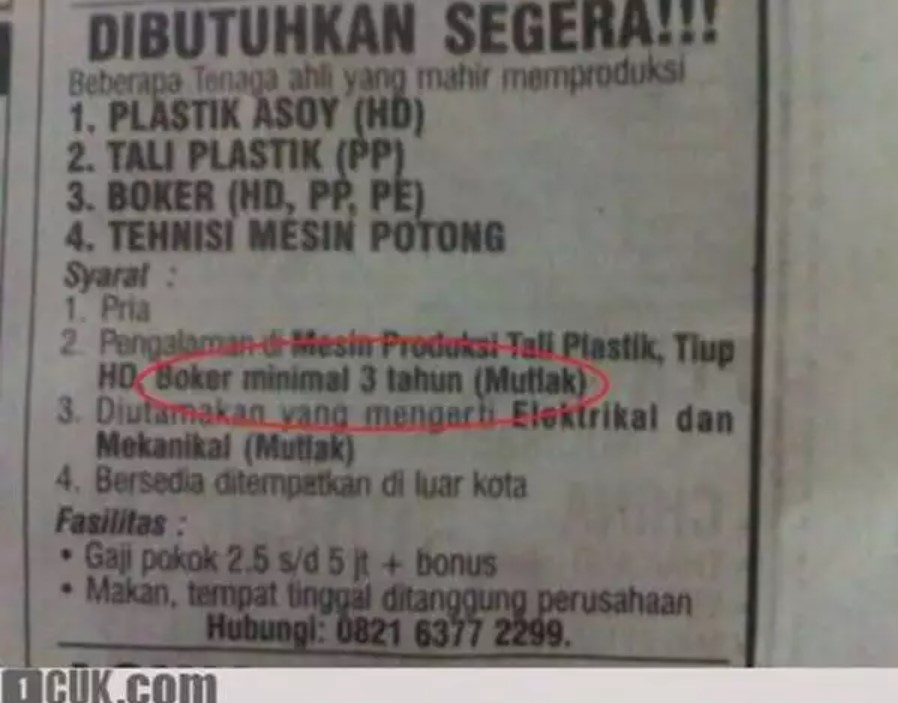 Lowongan kerja nyeleneh minta dirujak Berbagai sumber Lowongan kerja nyeleneh minta dirujak Berbagai sumber