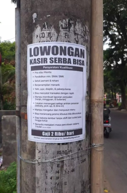 Lowongan kerja nyeleneh minta dirujak Berbagai sumber