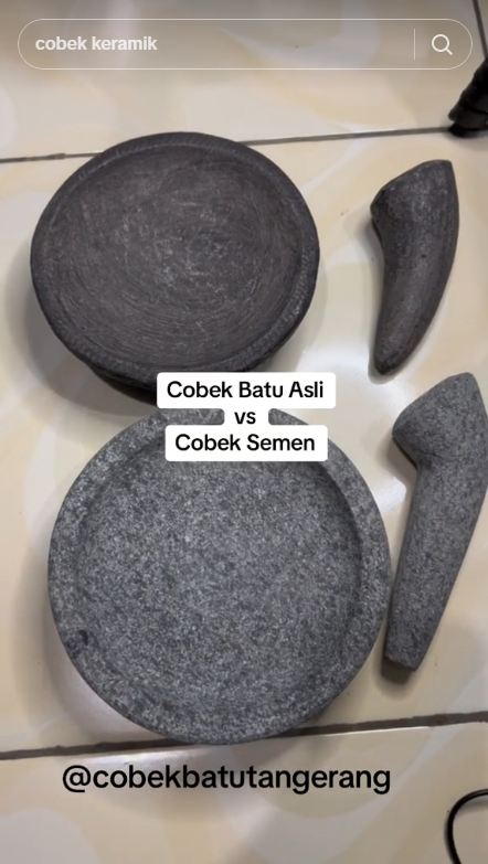 Cara sederhana membedakan cobek batu asli dan palsu, tanpa perlu direndam air berhari-hari