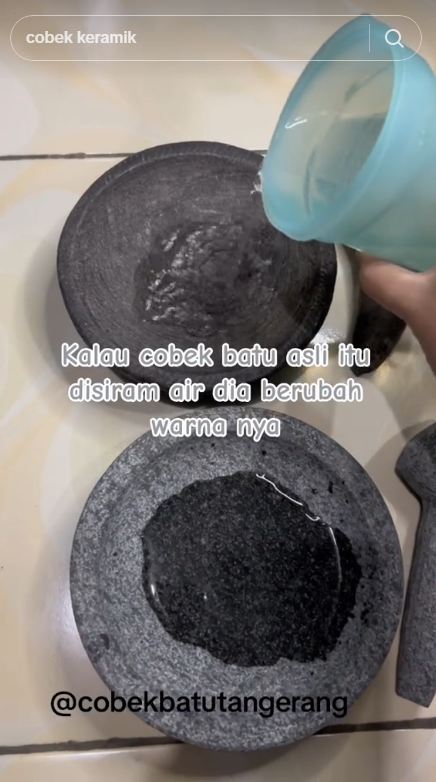 Cara sederhana membedakan cobek batu asli dan palsu, tanpa perlu direndam air berhari-hari