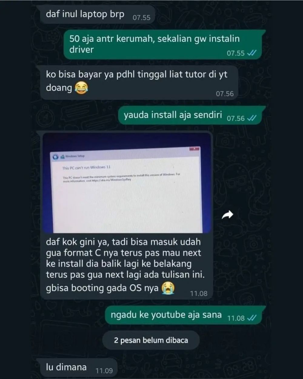 Chat dari teman nyebelin pol Berbagai sumber