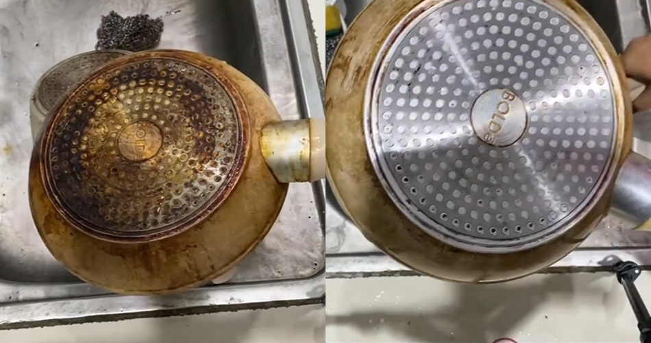 Cuma pakai 2 bahan dapur, ini cara lunturkan noda gosong di pantat panci tanpa direndam
