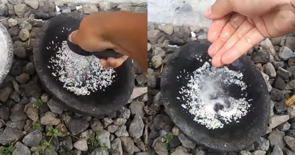 Cara simpel membedakan cobek batu asli dan palsu cuma pakai 1 bahan makanan