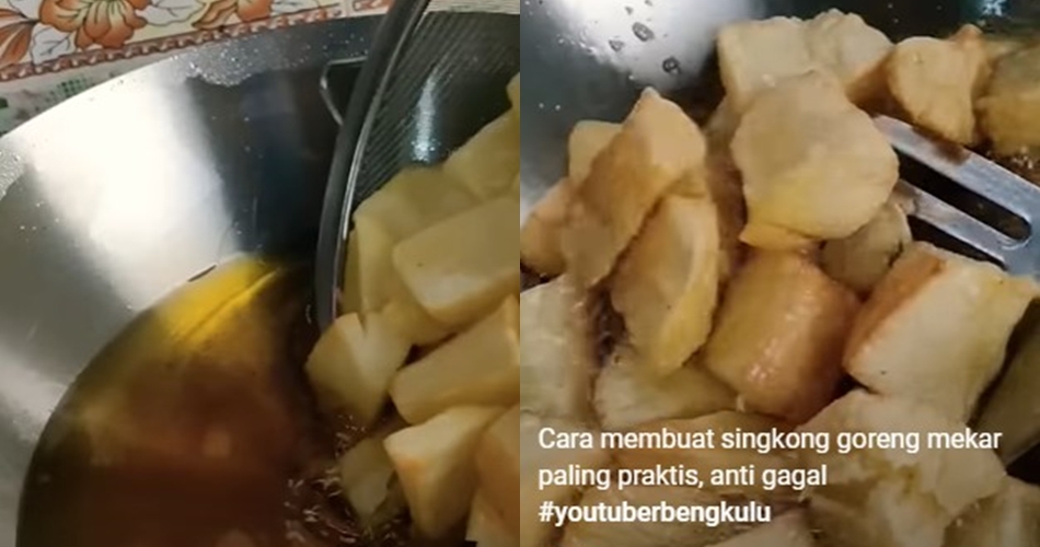 Tanpa direbus dulu, ini trik goreng singkong agar merekah, gurih, dan tak menyerap minyak