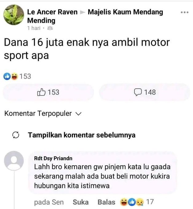 Potret kocak orang minta saran di Facebook Berbagai sumber