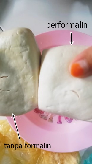 Cara mudah membedakan tahu putih yang murni dan mengandung formalin, perhatikan teksturnya