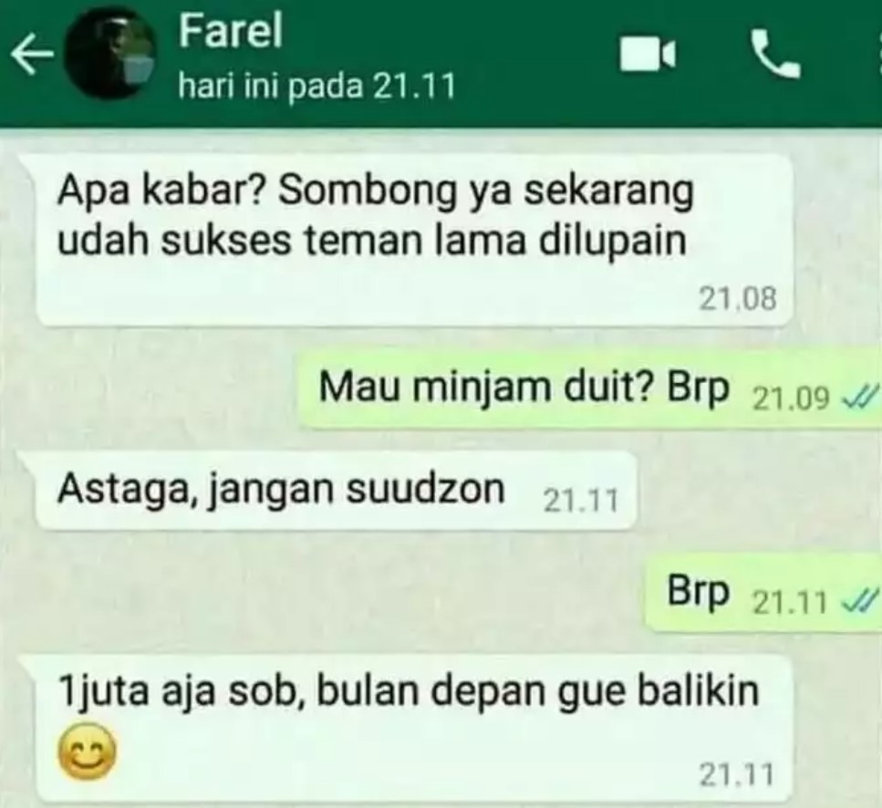 Chat kocak teman pengin ngutang Berbagai sumber