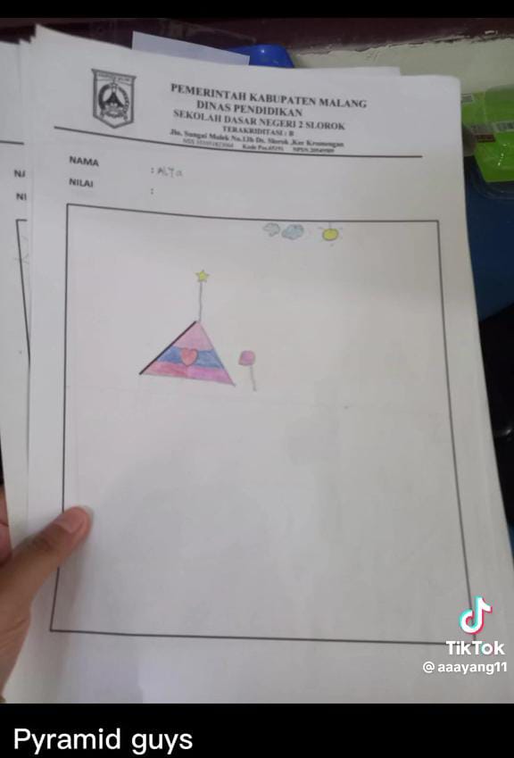Modal satu garis miring, potret karya gambar anak kelas 2 SD ini kreativitasnya di luar prediksi Instagram