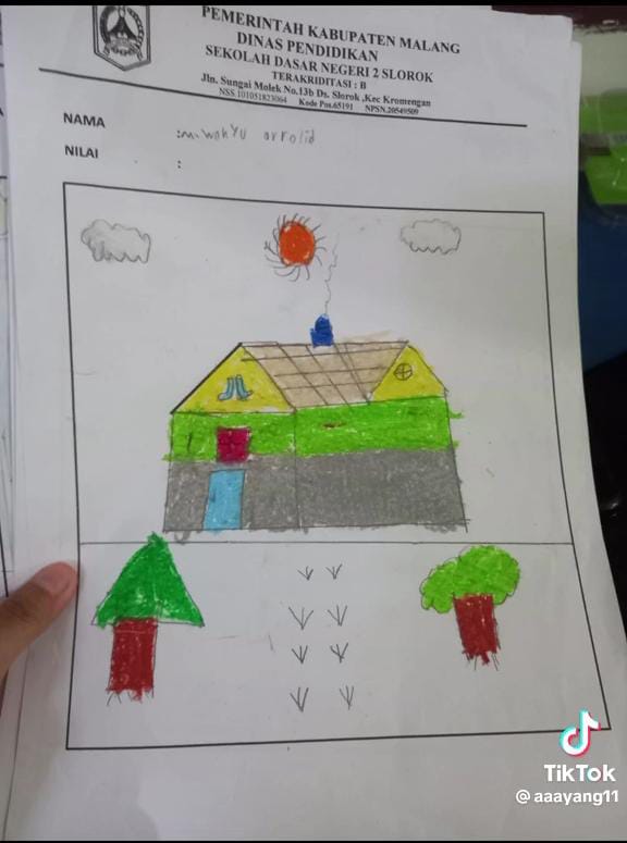 Modal satu garis miring, potret karya gambar anak kelas 2 SD ini kreativitasnya di luar prediksi Instagram