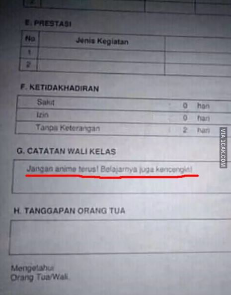 Potret kocak tulisan typo dalam rapor siswa Berbagai sumber