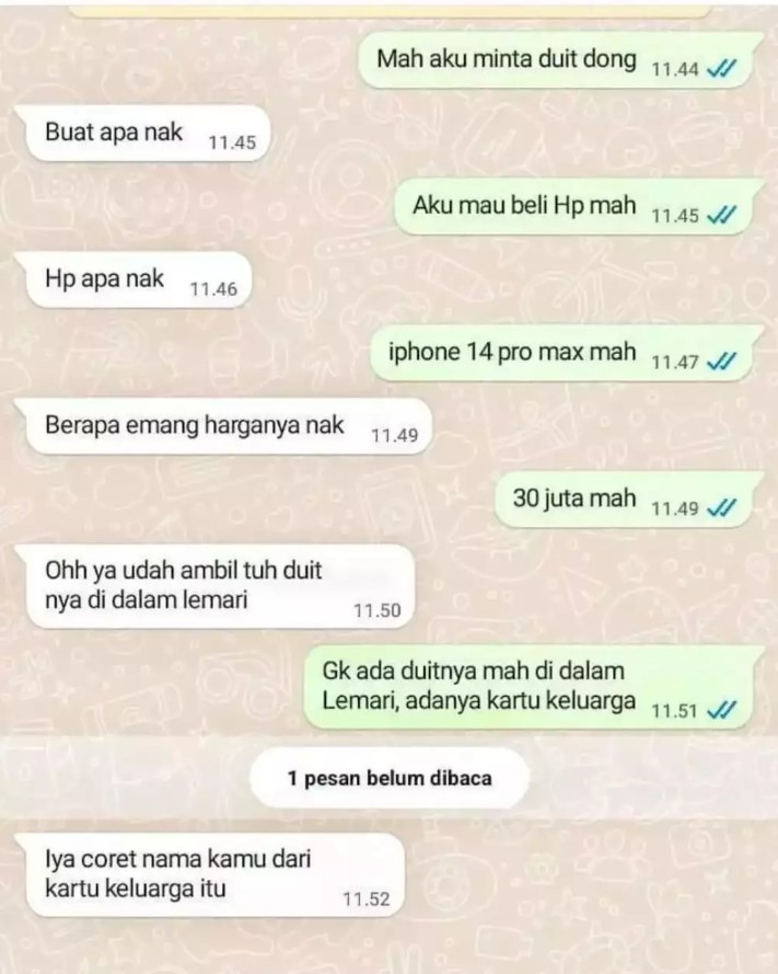 Chat lucu orang tua dan anak serasa teman  Berbagai sumber
