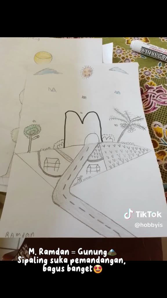 Murid SD gambar dari inisial nama © TikTok