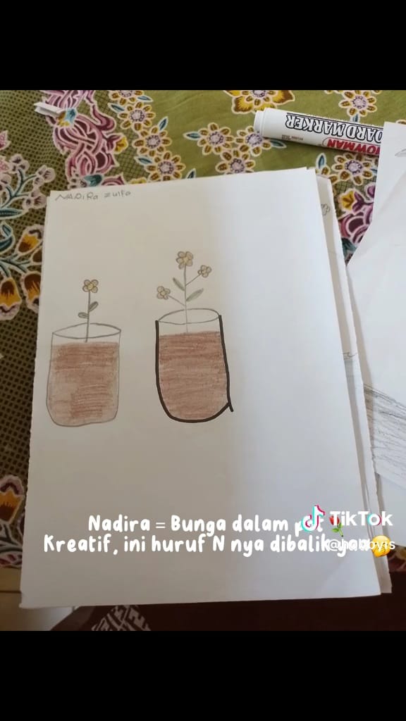Murid SD gambar dari inisial nama © TikTok