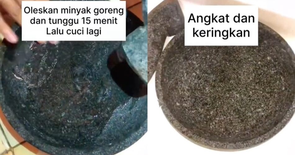 Tak perlu pakai ampas kelapa, ini cara cuci cobek batu baru agar bersih dari pasir