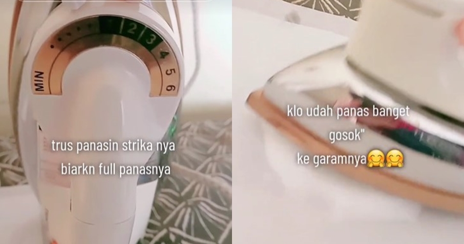 Bukan dicuci air, begini trik membersihkan kerak gosong setrika pakai 1 bahan dapur