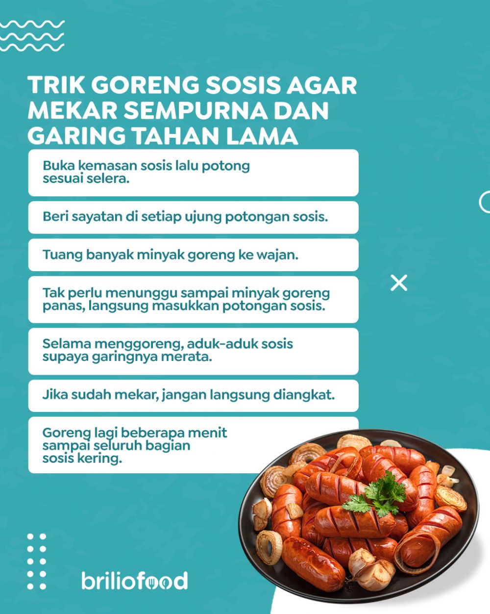 Trik mudah menggoreng sosis agar hasilnya mekar sempurna dan garing tahan lama