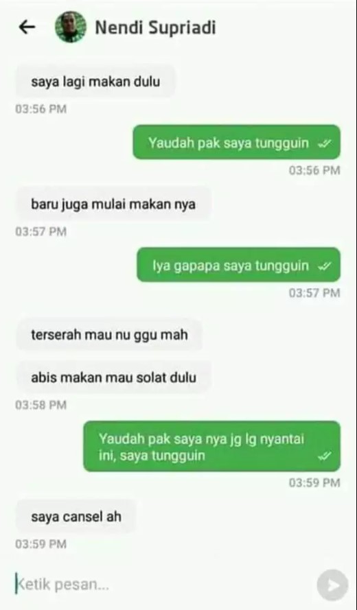 Chat driver ojol minta dimengerti  Berbagai sumber