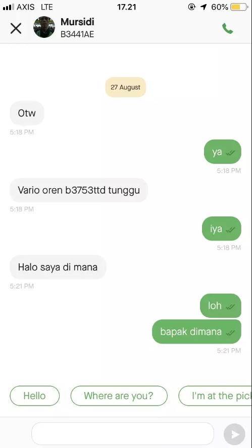 Chat driver ojol minta dimengerti  Berbagai sumber