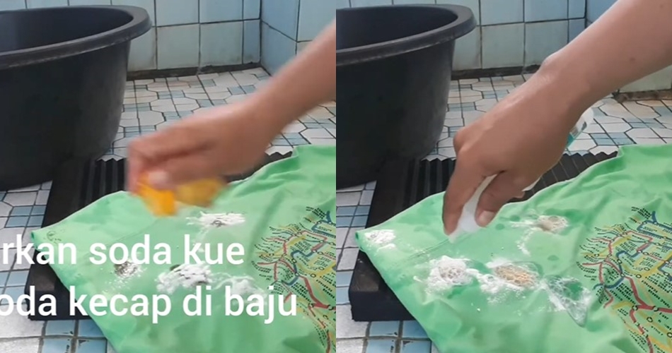 Cara cepat menghilangkan noda kecap di pakaian berwarna, tak luntur pakai 2 bahan dapur