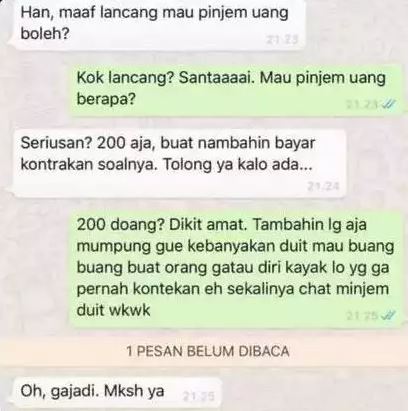 Chat lucu teman pinjam uang Berbagai sumber