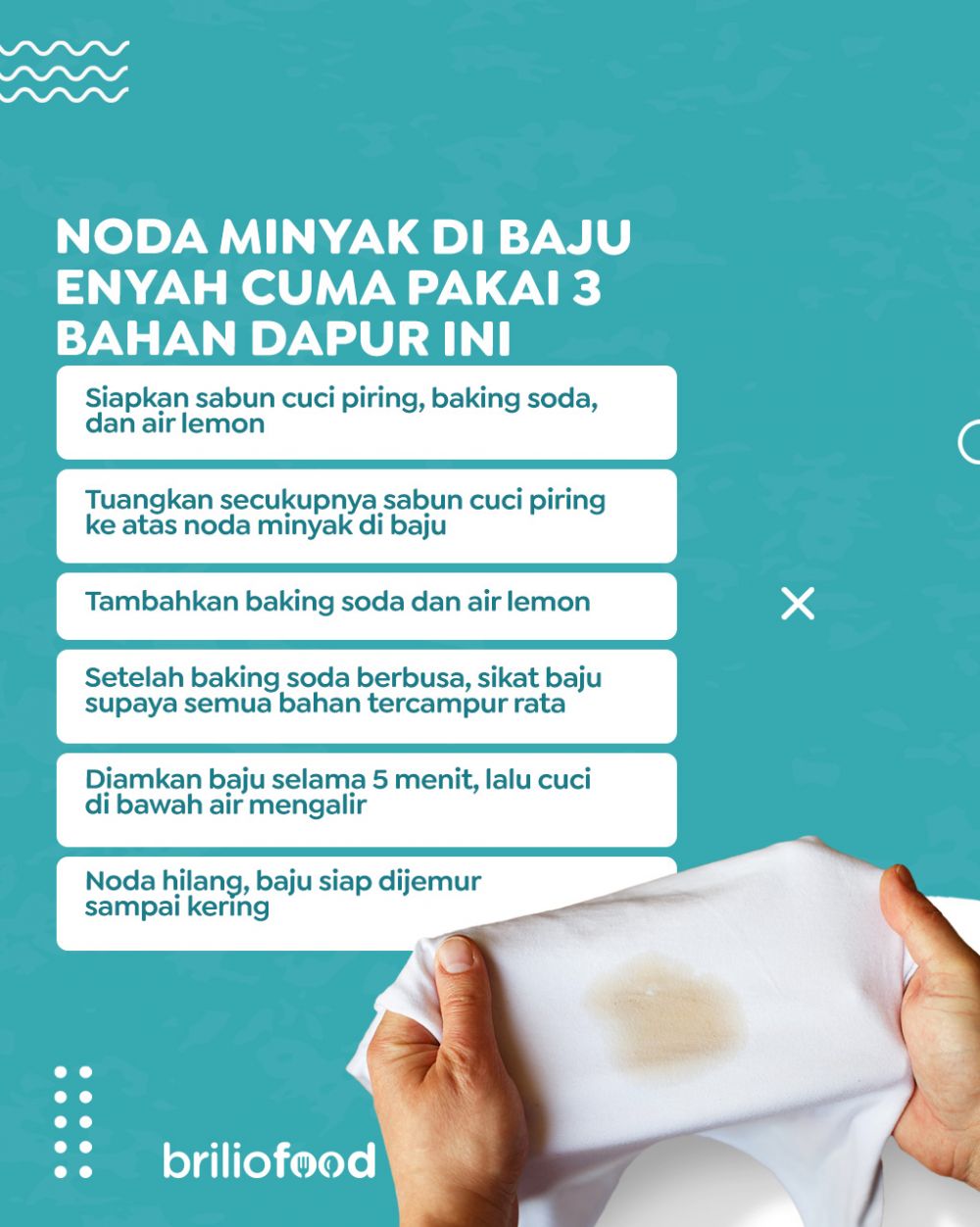 Tanpa deterjen, ini cara menghilangkan noda minyak di baju pakai 3 bahan dapur