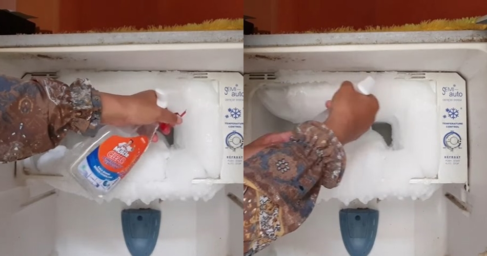 Cuma pakai 2 alat, ini trik sederhana membersihkan bunga es tebal di freezer