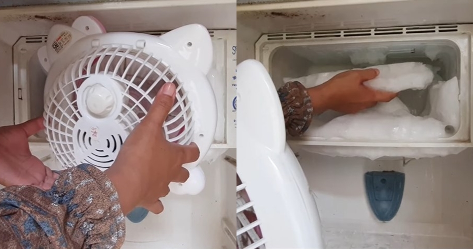 Cuma pakai 2 alat, ini trik sederhana membersihkan bunga es tebal di freezer