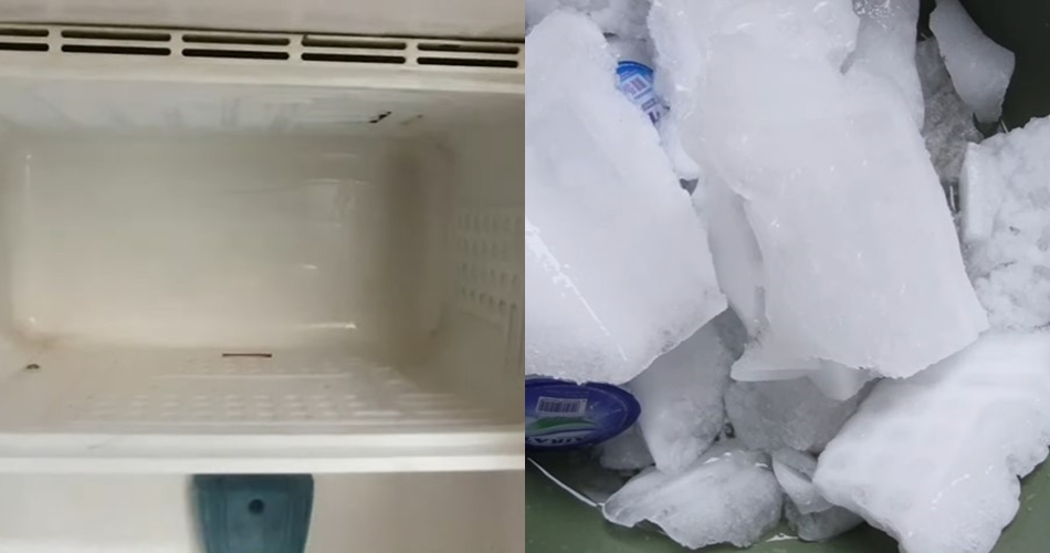 Cuma pakai 2 alat, ini trik sederhana membersihkan bunga es tebal di freezer