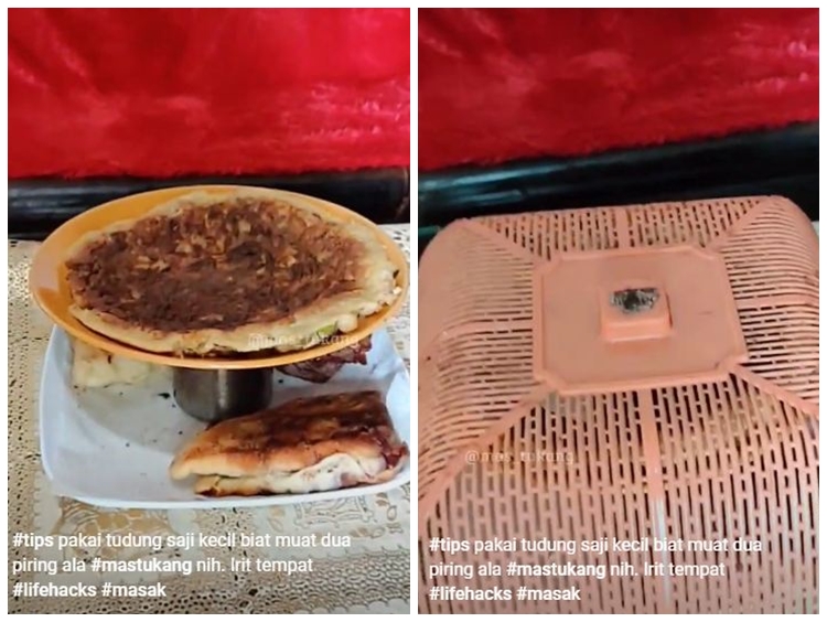 Jangan langsung ditumpuk, ini trik menyimpan makanan dalam tudung saji kecil agar bisa muat banyak