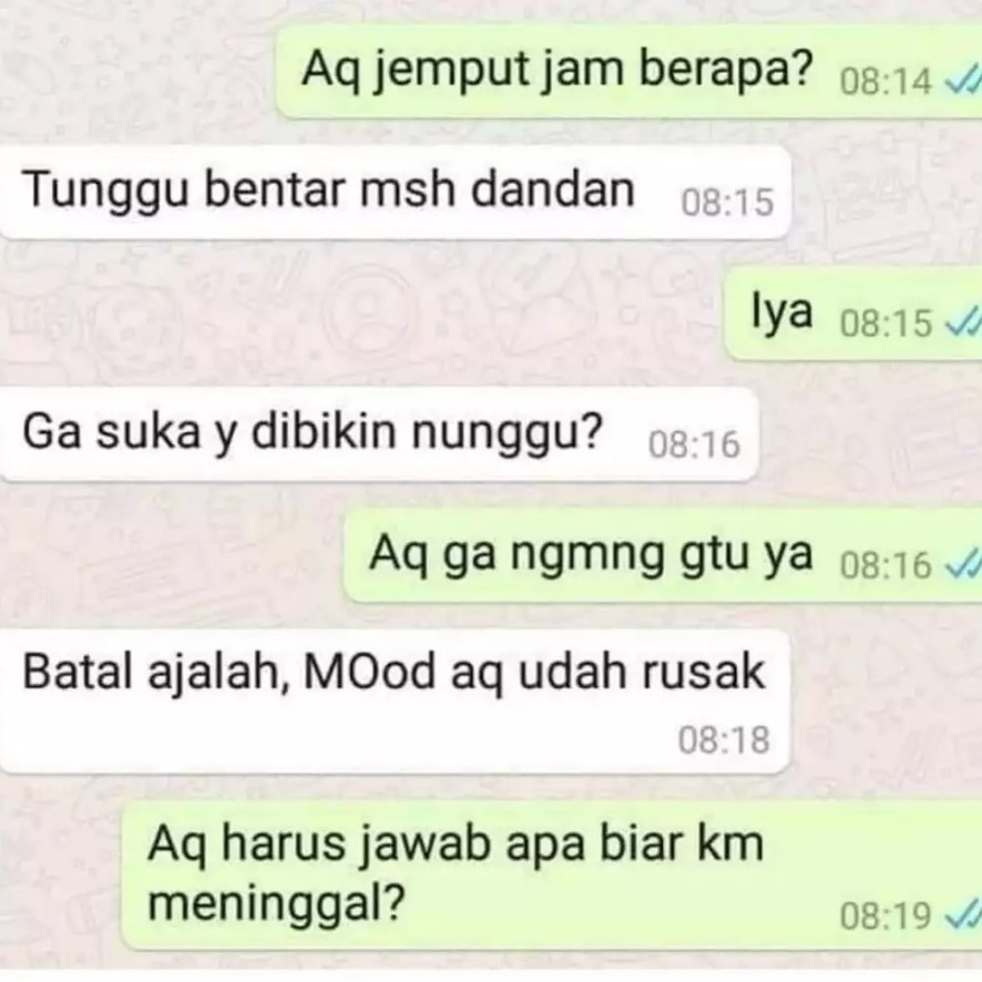 Chat pacar ngambek sebulan Berbagai sumber