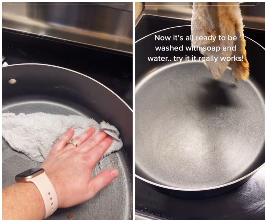 Cuma pakai 1 jenis umbi-umbian, begini cara aman bersihkan kerak masakan di wajan antilengket